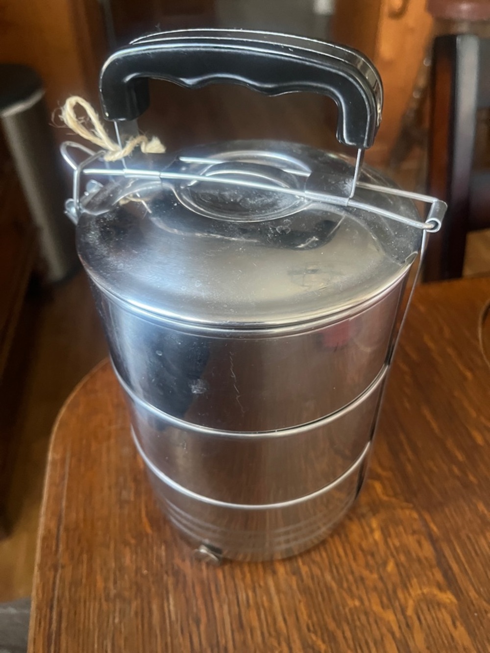 Stackable Stainless Steel Tiffin Lunch Carrier - Black Handle